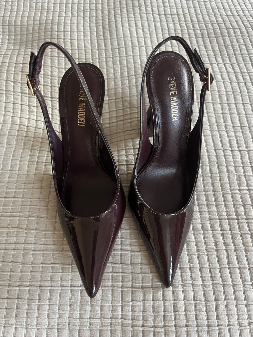 Steve Madden Patent Pointed-Toe Slingback Pumps in Deep Burgundy